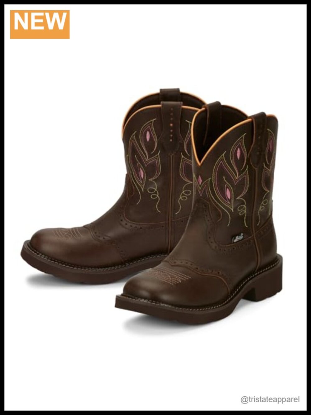 8" Western Mid-Calf Boots, Leather, Slip-On, Durable, Comfortable